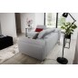 - Canapé d'angle convertible - KARL - en tissu prestige, 5 places, gris , angle gauche (vu de face)