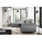 - Canapé d'angle convertible - KARL - en tissu prestige, 5 places, gris , angle gauche (vu de face)