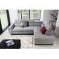 Canapé d'angle convertible - KARL - en tissu prestige - 5 places, gris , angle droit (vu de face) Canapé d'angle convertible - KARL - en tissu prestige - 5 places, gris , angle droit (vu de face)