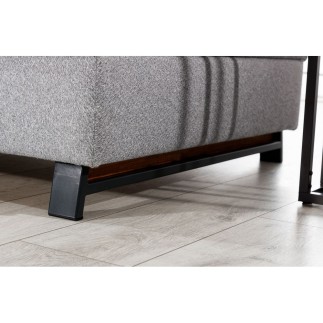 Canapé d'angle convertible - KARL - en tissu prestige - 5 places, gris , angle droit (vu de face)