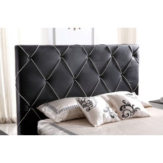 Lit en cuir italien de luxe ENJOY, noir liseret blanc