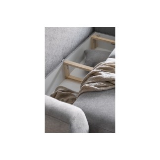 Canapé d'angle convertible - LARSON - en tissu Luxe - 5 places, gris , angle gauche (vu de face)