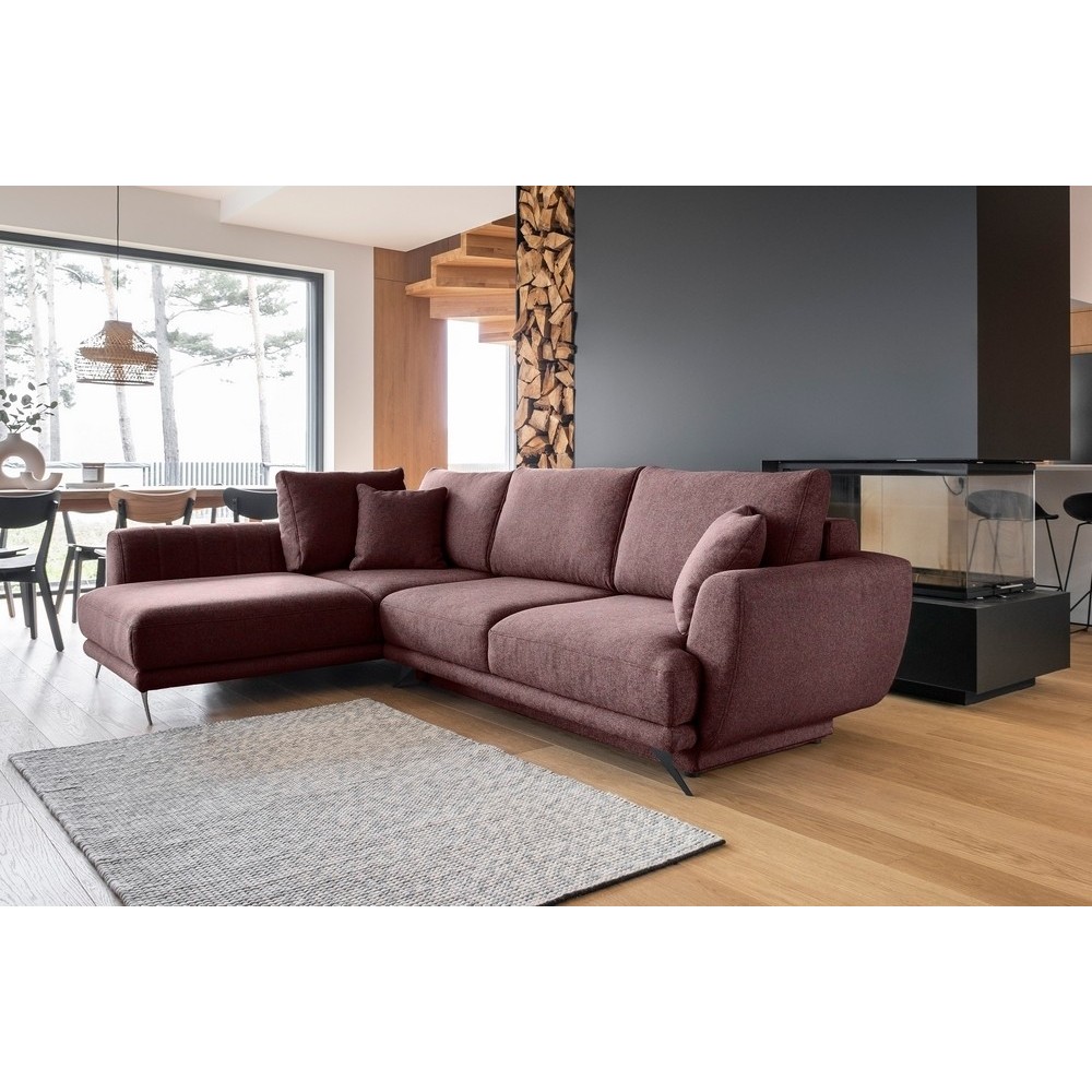 Canapé d'angle convertible - LARSON - en tissu Luxe - 5 places, bordeaux, angle gauche (vu de face) Canapé d'angle convertible - LARSON - en tissu Luxe - 5 places, bordeaux, angle gauche (vu de face)