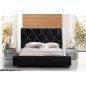 Lit en cuir italien de luxe ENJOY, noir liseret blanc, 140x190