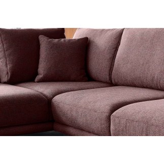 Canapé d'angle convertible - LARSON - en tissu Luxe - 5 places, bordeaux, angle gauche (vu de face)