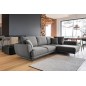 Canapé d'angle convertible - LARSON - en tissu Luxe, 5 places, gris foncé, angle droit (vu de face)
