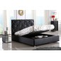 Lit en cuir italien de luxe ENJOY, noir liseret blanc, 140x190