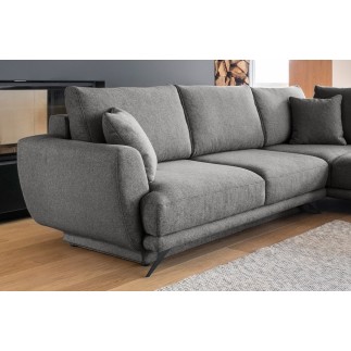 Canapé d'angle convertible - LARSON - en tissu Luxe, 5 places, gris foncé, angle droit (vu de face)