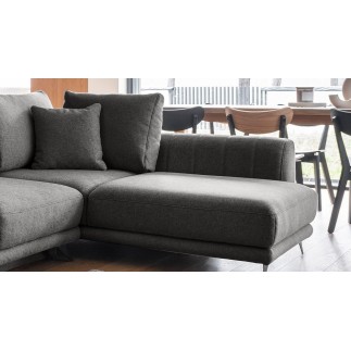 Canapé d'angle convertible - LARSON - en tissu Luxe, 5 places, gris foncé, angle droit (vu de face)
