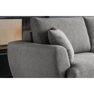 Canapé d'angle convertible - LARSON - en tissu Luxe, 5 places, gris foncé, angle droit (vu de face)