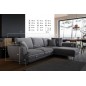 Canapé d'angle convertible - LARSON - en tissu Luxe, 5 places, gris foncé, angle droit (vu de face)