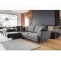 Canapé d'angle convertible - LARSON - en tissu Luxe - 5 places, gris foncé, angle gauche (vu de face)