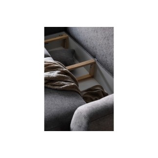 Canapé d'angle convertible - LARSON - en tissu Luxe - 5 places, gris foncé, angle gauche (vu de face)