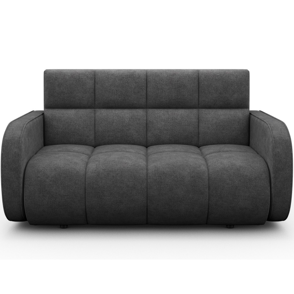 Canapé 2 places convertible tissu doux, gris foncé, coffre, DEVON Canapé 2 places convertible tissu doux, gris foncé, coffre, DEVON