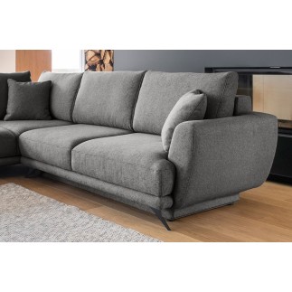 Canapé d'angle convertible - LARSON - en tissu Luxe - 5 places, gris foncé, angle gauche (vu de face)
