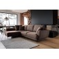 Canapé d'angle convertible - LARSON - en tissu Luxe - 5 places, marron, angle gauche (vu de face)