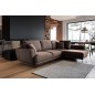 Canapé d'angle convertible - LARSON - en tissu Luxe, 5 places, marron, angle droit (vu de face)