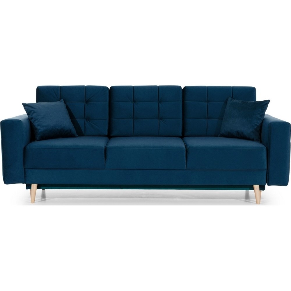 Canapé 3 places convertible - en tissu de qualité bleu, ASVENA VELOURS