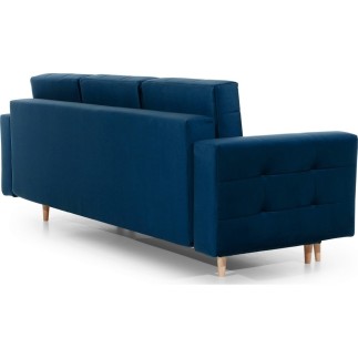 Canapé 3 places convertible - en tissu de qualité bleu, ASVENA VELOURS