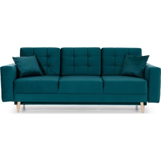 Canapé 3 places convertible - en tissu de qualité vert, ASVENA VELOURS