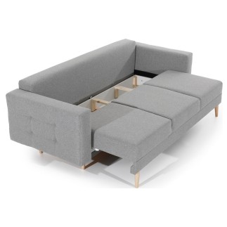 Canapé 3 places convertible - en tissu de qualité vert, ASVENA VELOURS