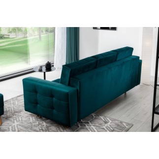 Canapé 3 places convertible - en tissu de qualité vert, ASVENA VELOURS