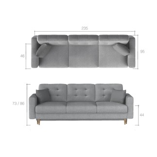 Canapé 3 places convertible - en tissu de qualité vert, ASVENA VELOURS