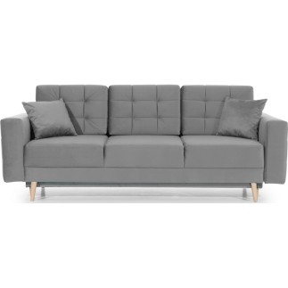 Canapé 3 places convertible - en tissu de qualité gris clair, ASVENA VELOURS