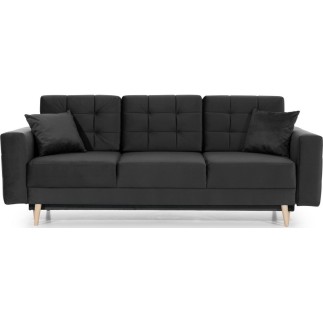 Canapé 3 places convertible - en tissu de qualité, gris foncé, ASVENA VELOURS