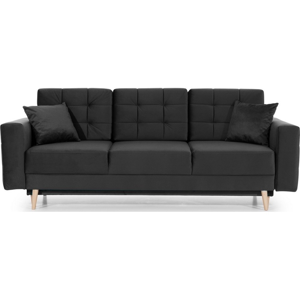 Canapé 3 places convertible - en tissu de qualité, gris foncé, ASVENA VELOURS