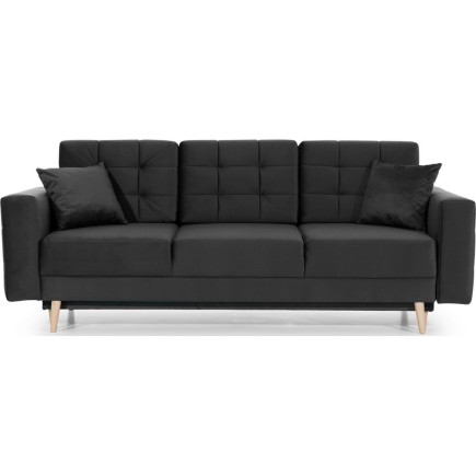 Canapé 3 places convertible - en tissu de qualité, gris foncé, ASVENA VELOURS
