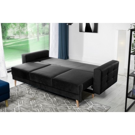 Canapé 3 places convertible - en tissu de qualité, gris foncé, ASVENA VELOURS