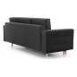 Canapé 3 places convertible - en tissu de qualité, gris foncé, ASVENA VELOURS