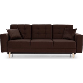 Canapé 3 places convertible - en tissu de qualité marron, ASVENA VELOURS