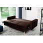 Canapé 3 places convertible - en tissu de qualité marron, ASVENA VELOURS, Marron foncé