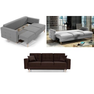Canapé 3 places convertible - en tissu de qualité marron, ASVENA VELOURS