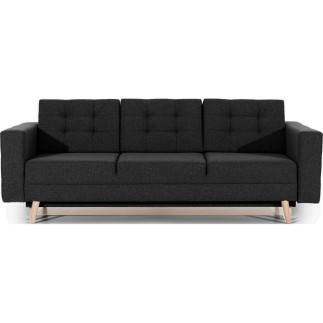 Canapé 3 places convertible - en tissu de qualité noir, ASVENA