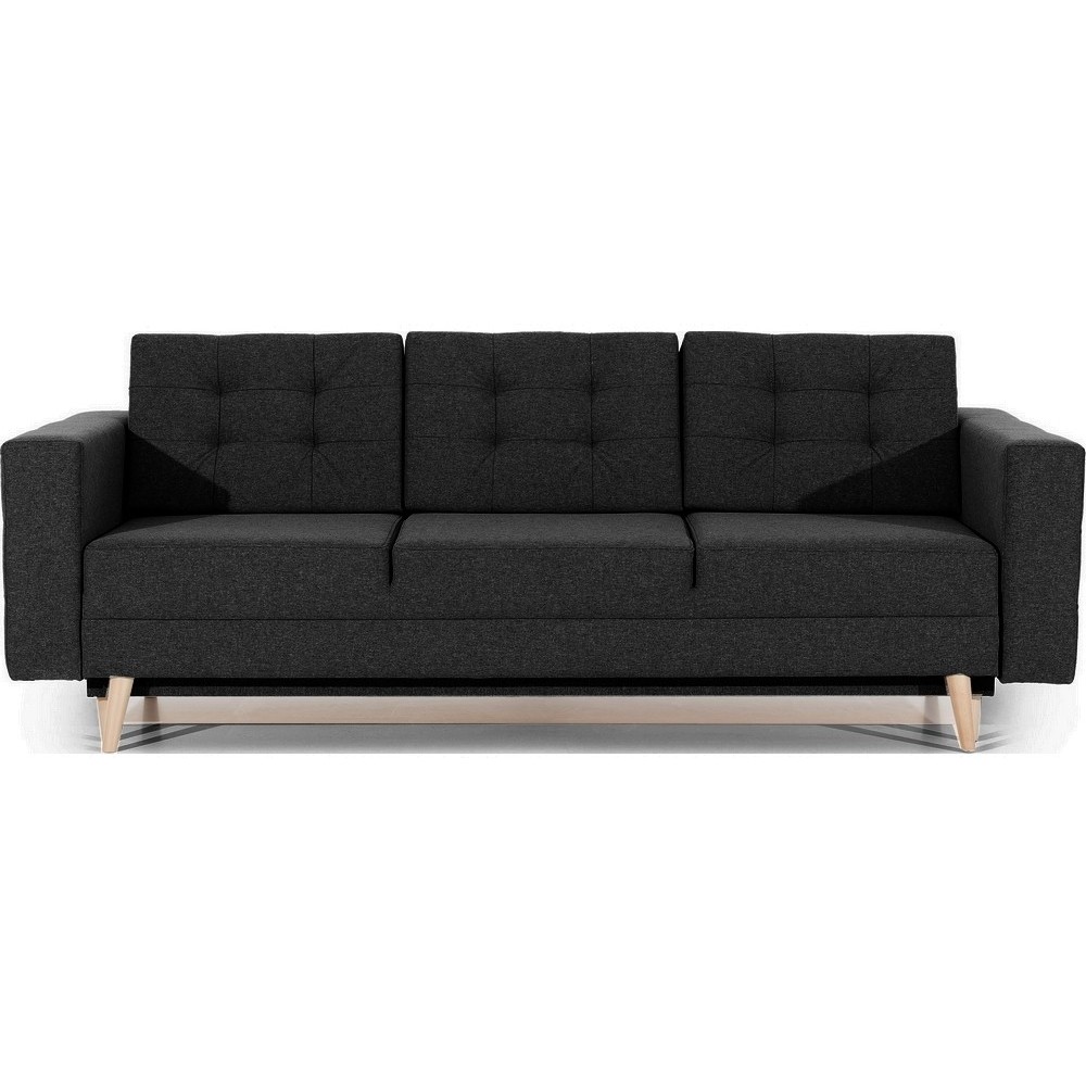Canapé 3 places convertible - en tissu de qualité noir, ASVENA