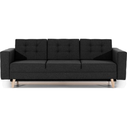 Canapé 3 places convertible - en tissu de qualité noir, ASVENA