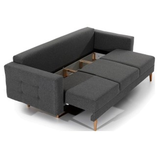 Canapé 3 places convertible - en tissu de qualité gris foncé, ASVENA