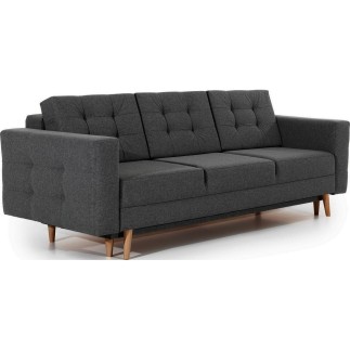 Canapé 3 places convertible - en tissu de qualité gris foncé, ASVENA