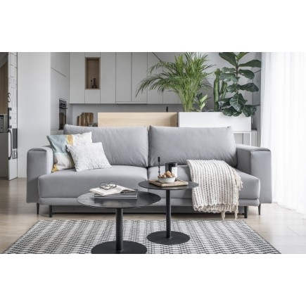 Canapé 3/4 places convertible et espace de rangement, Gris, en velours de qualité, DANY