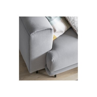 Canapé 3/4 places convertible et espace de rangement, Gris, en velours de qualité, DANY