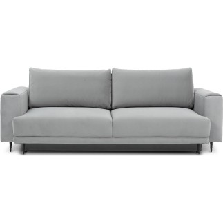 Canapé 3/4 places convertible et espace de rangement, Gris, en velours de qualité, DANY
