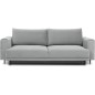Canapé 3/4 places convertible et espace de rangement, Gris, en velours de qualité, DANY