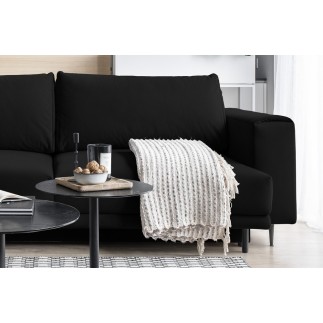 Canapé 3/4 places convertible et espace de rangement - Noir - en velours de qualité, DANY