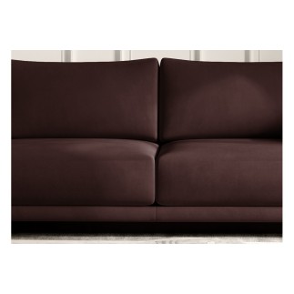 Canapé 3/4 places convertible et espace de rangement, marron, en velours de qualité, DANY