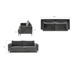 Canapé 3/4 places convertible et espace de rangement, marron, en velours de qualité, DANY