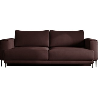 Canapé 3/4 places convertible et espace de rangement, marron, en velours de qualité, DANY