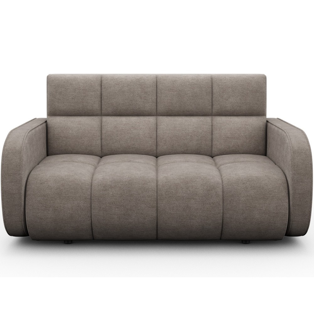 Canapé 2 places convertible tissu doux beige, coffre, DEVON Canapé 2 places convertible tissu doux beige, coffre, DEVON